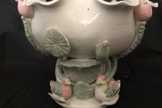 Vintage Old Chinese Hand Make Pastel Lotus Stem Bowl